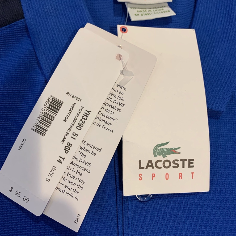 Blue and white Lacoste Sport shirt